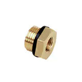 0168 27 21 by Parker | Legris Reducer Adapter | 3/4" Male BSPP Thread x 1/2" Female BSPP Thread | 32 mm Hex | 23 mm Length | Straight | Brass | Pack of 10