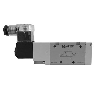 01VA03030302 by AIGNEP | 01V Control Valves Series | 3/2 Normally Closed Single Solenoid Ext Pilot G-Thread 1/4" | 24V DC/2 W coil | LED Con