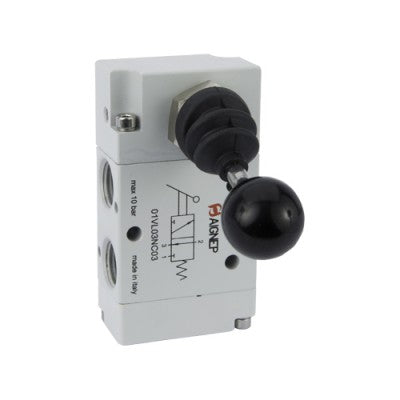 01VL27CC03 by AIGNEP | 01V Series | Pneumatic Valve | 5/3 Lever/Detent Closed Center | 1/4" G-Thread Ports