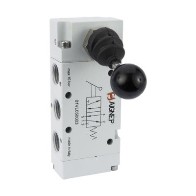 01VL050002 by AIGNEP | 01V Series | Pneumatic Valve | 5/2 Lever/Spring Return | 1/8" G-Thread Ports