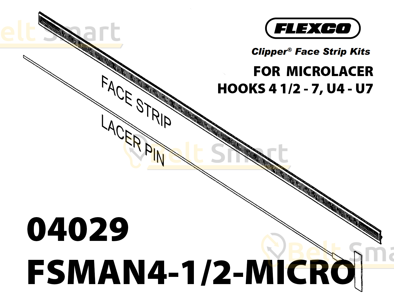 FSMAN4-1/2-MICRO by Flexco | #04029 | Clipper Microlacer Face Strip | Hook Size: 4-1/2-7, U4-U7