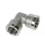 0912 00 13 by Parker | Legris Stud Fitting | 1/4" Female BSPP Thread x 1/4" Female BSPP Thread | 90° Elbow | Nickel-Plated Brass | Pack of 50