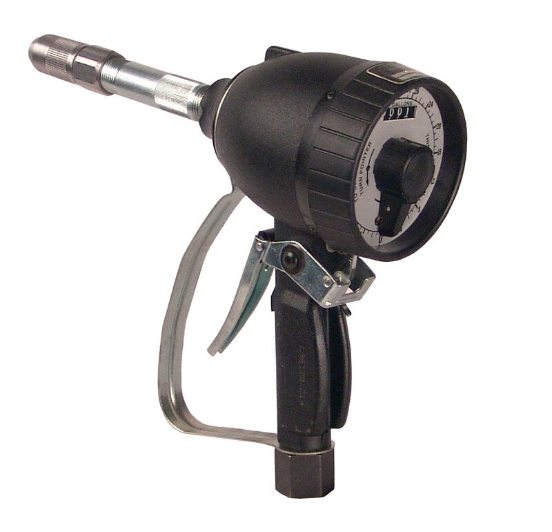 3692-C by Alemite | Mechanical Preset Meter | Dial Registers: Quart | Fluids: AntiFreeze | Odometer Registers: Quart | Dial range: Quart (0- 60) | Extension: Rigid | Valve inlet: 1/2" Female NPTF with swivel | Max Operating PSI: 1000 PSI