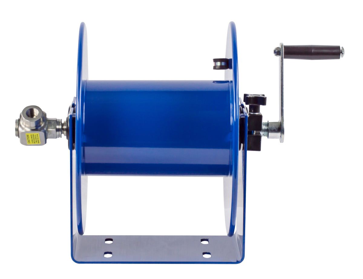 112P-3-8 by Coxreels | 100 Pure Flow Series | 4,000 PSI Hand Crank Hose Reel for Breathing Air & Clean Fluids | 3/8" Hose ID, 3/8" FNPT Inlet | Steel | 100ft Capacity, Hose Not Included