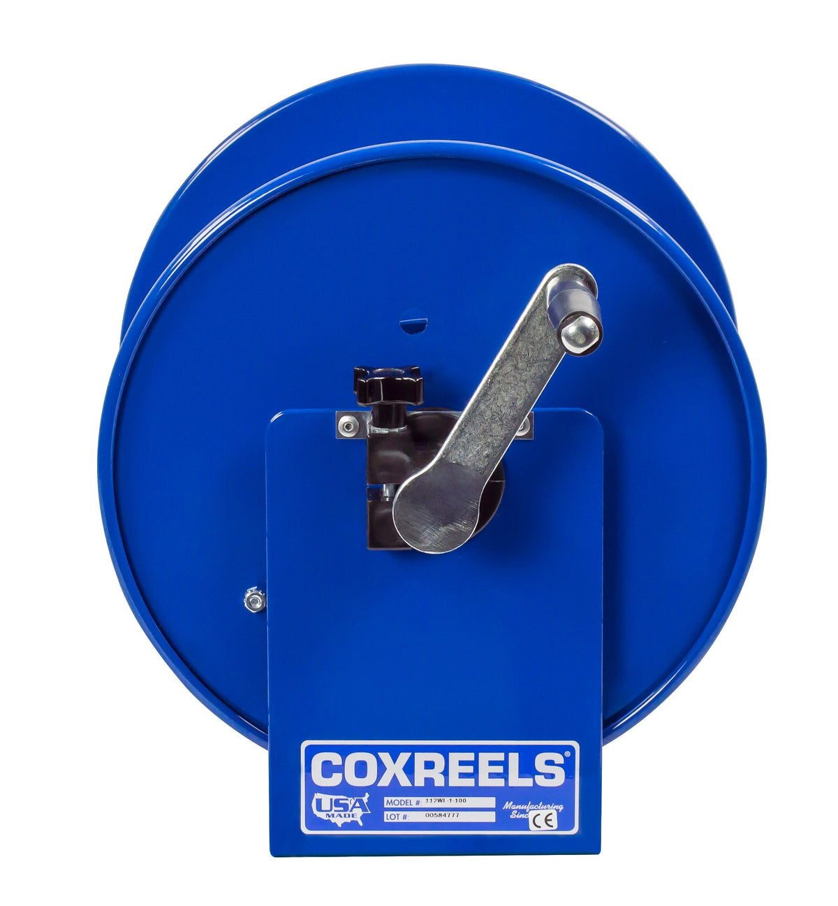 112WTL-1-50 by Coxreels | 100W Series | 200 PSI Hand Crank Hose Reel for Oxy-Fuel Welding (T-Grade) | 1/4" Hose ID, 1/4" FNPT Inlet | Steel | 50ft Capacity, Hose Not Included
