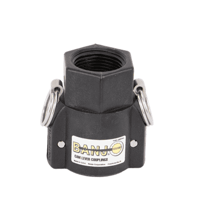 100DB by Banjo | Cam Lever Coupling | Part D | 1" Female Coupling x 1" Female Thread BSP | 75 PSI | Polypropylene | Pack of 10