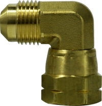 10494 by Midland | SAE 45° Flare Fitting | Forged Swivel | 3/8" Male SAE 45° Flare x 3/8" Female SAE 45° Flare | 90° Elbow | Brass