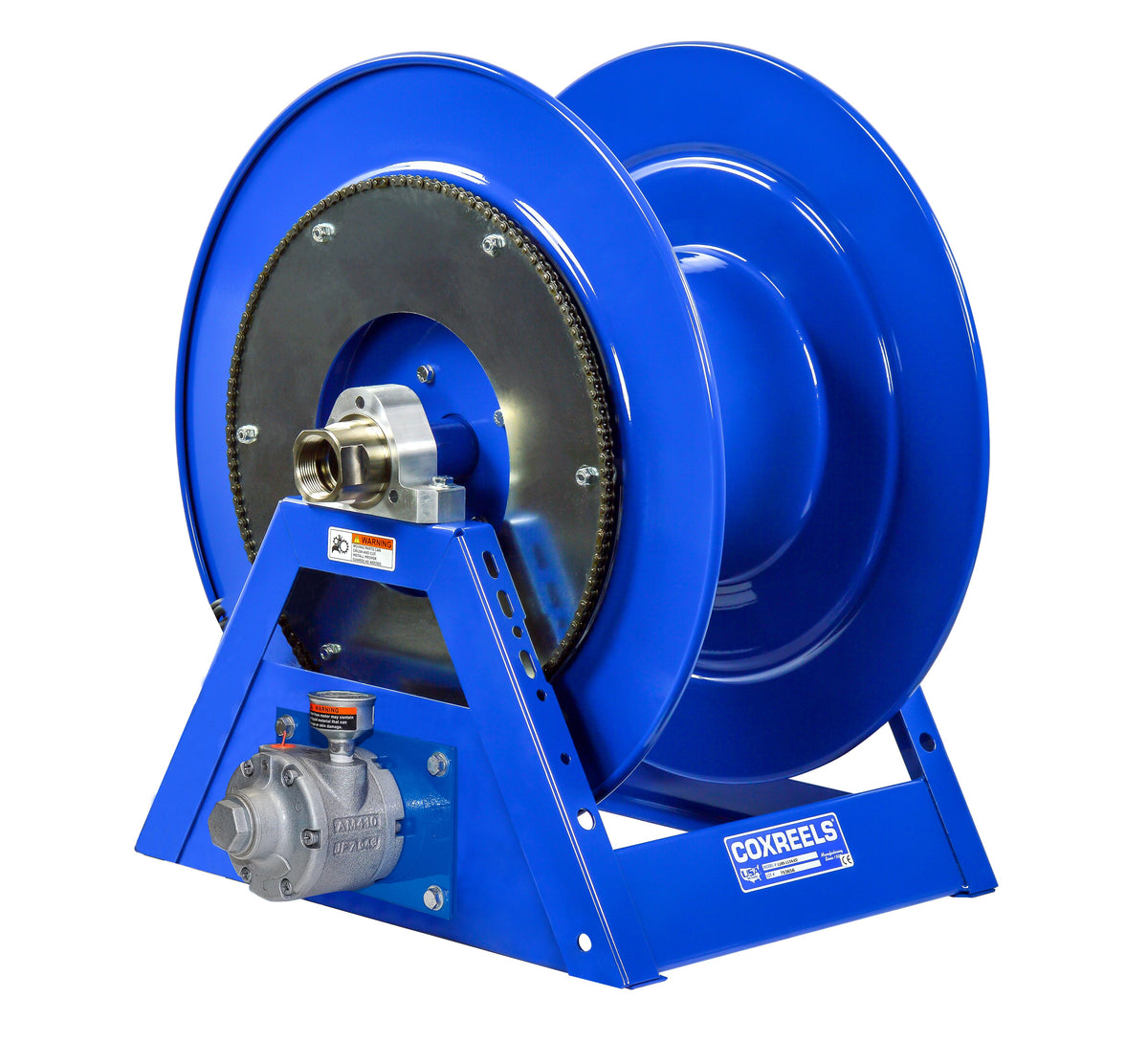 1185-1524-AB by Coxreels | 1185 Series | 1,500 PSI Motor Driven Hose Reel | #6 Gast Air Motor | 1-1/2" Hose ID, 1-1/2" FNPT Inlet | Steel | 75ft Capacity, Hose Not Included
