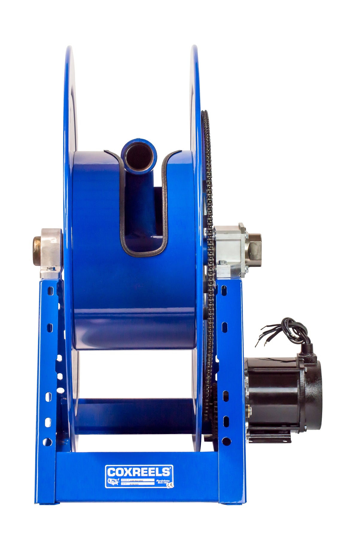 1195-2032-EDV3 by Coxreels | 1195 Series | 1,000 PSI Motor Driven Hose Reel | 12V DC 1/2 HP Explosion Proof Electric Motor | 2" Hose ID, 2" FNPT Inlet | Steel | 115ft Capacity, Hose Not Included