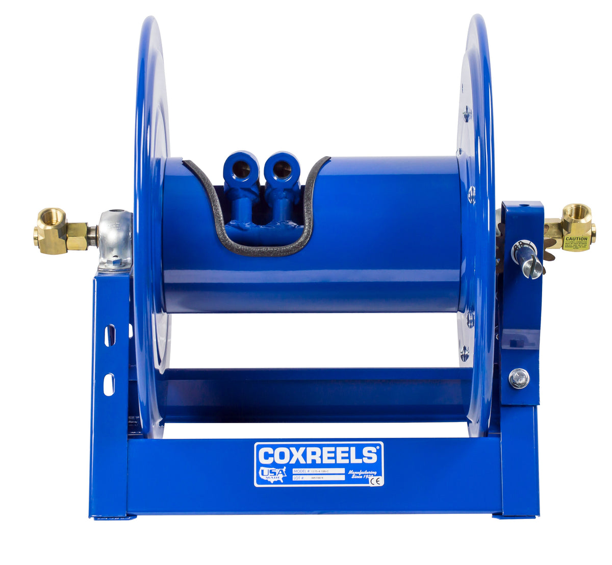 1275-4-200-C by Coxreels | 1275 Series | 3,000 PSI Dual Hose Hand Crank Hose Reel | 1/2" Hose ID, 1/2" FNPT Inlet | Steel | 200ft Capacity, Hose Not Included