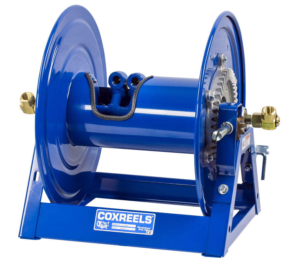1275-4-200-C by Coxreels | 1275 Series | 3,000 PSI Dual Hose Hand Crank Hose Reel | 1/2" Hose ID, 1/2" FNPT Inlet | Steel | 200ft Capacity, Hose Not Included
