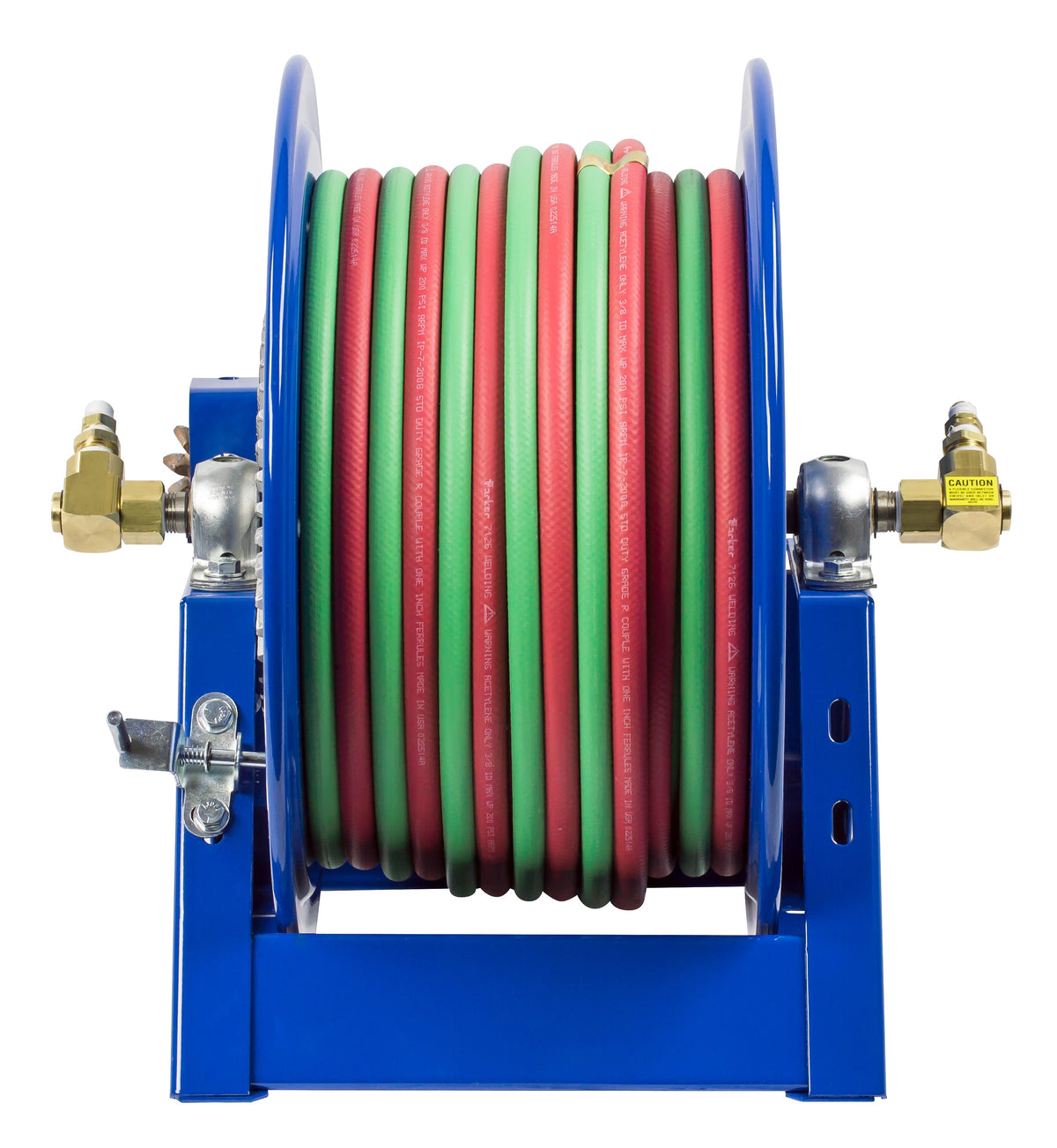 1275WT-3-250-C by Coxreels | 1275W Series | 200 PSI Dual Hose Hand Crank Hose Reel for Oxy-Fuel Welding (T-Grade) | 3/8" Hose ID, 3/8" FNPT Inlet x 3/8" MNPT Hose End | Steel | 250ft Neoprene Hose Included