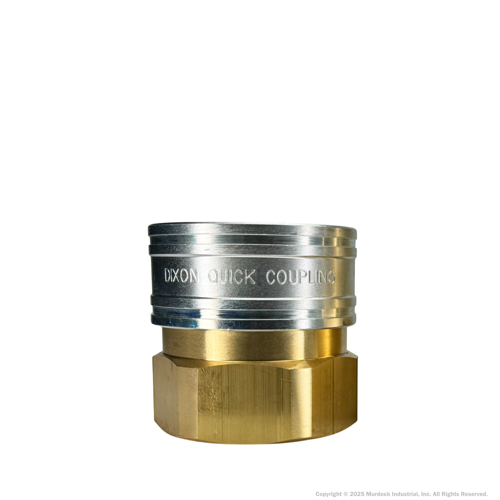 12EF12-B by Dixon Valve | Hydraulic Quick Disconnect Coupling | E-Series | 1-1/2" Female NPTF x 1-1/2" Straight-Through Interchange | Socket | Nitrile Seal | Brass