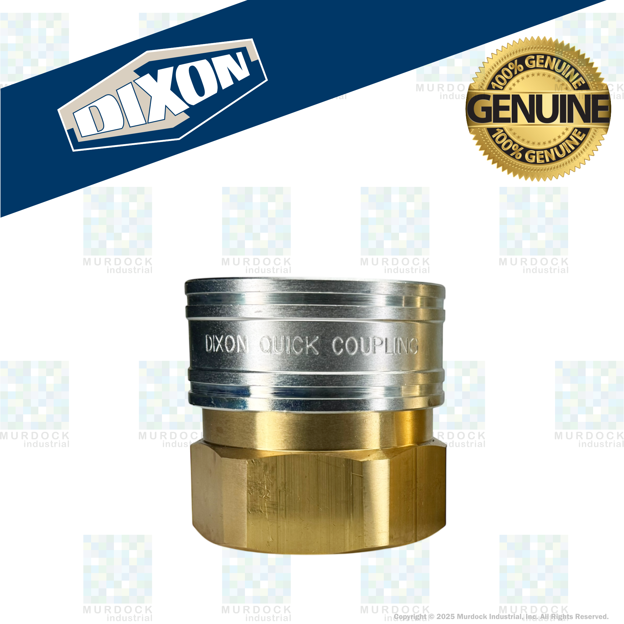 12EF12-B by Dixon Valve | Hydraulic Quick Disconnect Coupling | E-Series | 1-1/2" Female NPTF x 1-1/2" Straight-Through Interchange | Socket | Nitrile Seal | Brass