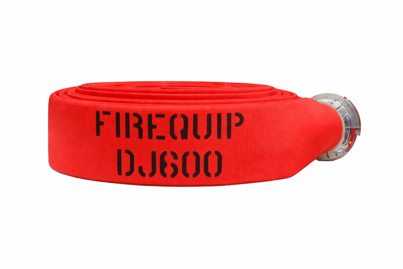 DJ40x25R40S by Snap-Tite | DJ600 Series | Double Jacket Polyester Fire Hose Assembly with EPDM Liner | 4" Hose I.D. with 4" Storzs | 300 PSI | Red | 25ft Length