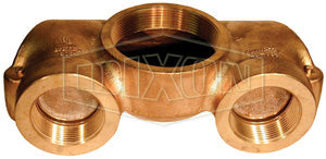 4030REV90 Dixon Brass Reversible Concealed Angle Siamese Body (UL listed) - 4" Female NPT Outlet x Two 3" Female NPT Inlets