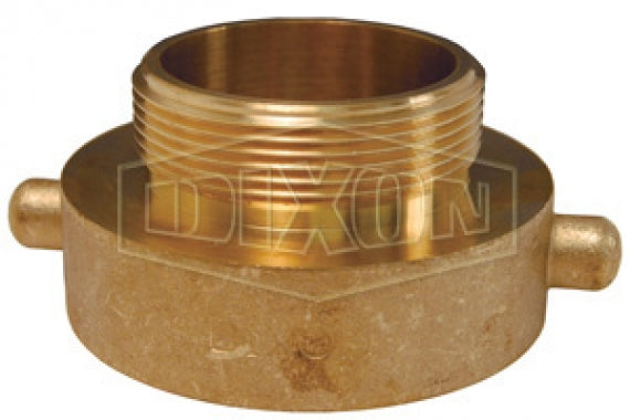 HA25NYFD15T Dixon Cast Brass Hydrant Adapter - Pin Lug - Increaser / Reducer - 2-1/2" Female NYFD x 1-1/2" Male NPT