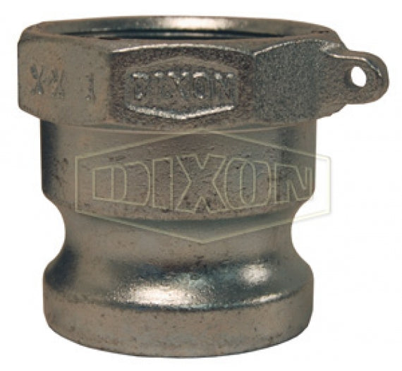 150-A-PM by Dixon Valve | Cam & Groove Adapter | Type A | 1-1/2" Adapter x 1-1/2" Female NPT | Plated Malleable Iron