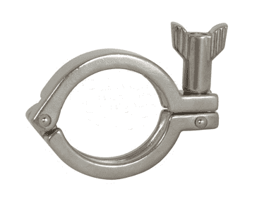 13MHHM500SN Dixon Valve 304 Stainless Steel Single Pin Heavy Duty Sanitary Clamp with Serrated Wing Nut - 5" Tube OD