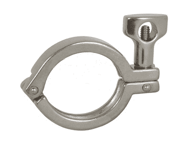 13MHHM400 Dixon Valve 304 Stainless Steel Single Pin Heavy Duty Sanitary Clamp with Cross Hole Wing Nut - 4" Tube OD