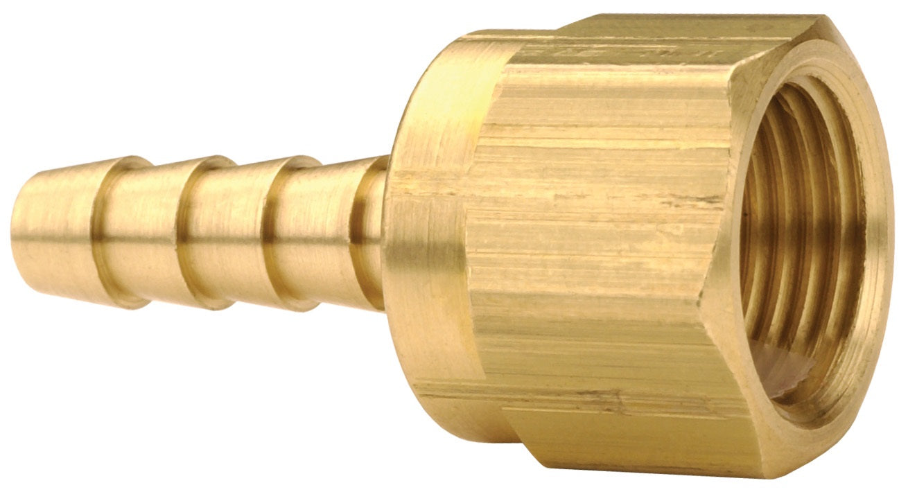 1440610K by Dixon Valve | Hose Barb Insert | Female 45° SAE Swivel | 3/8" Tube OD | 3/8" Hose ID x 3/8" Female SAE 45° Flare | Brass