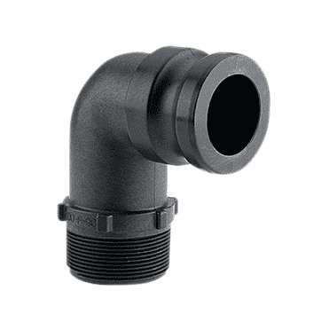 150F90 by Banjo | Cam Lever Coupling | Part F | 1-1/2" Male Adapter x 1-1/2" Male Thread | 90° Elbow | 300 PSI | Gasket: EPDM | Polypropylene | Pack of 10