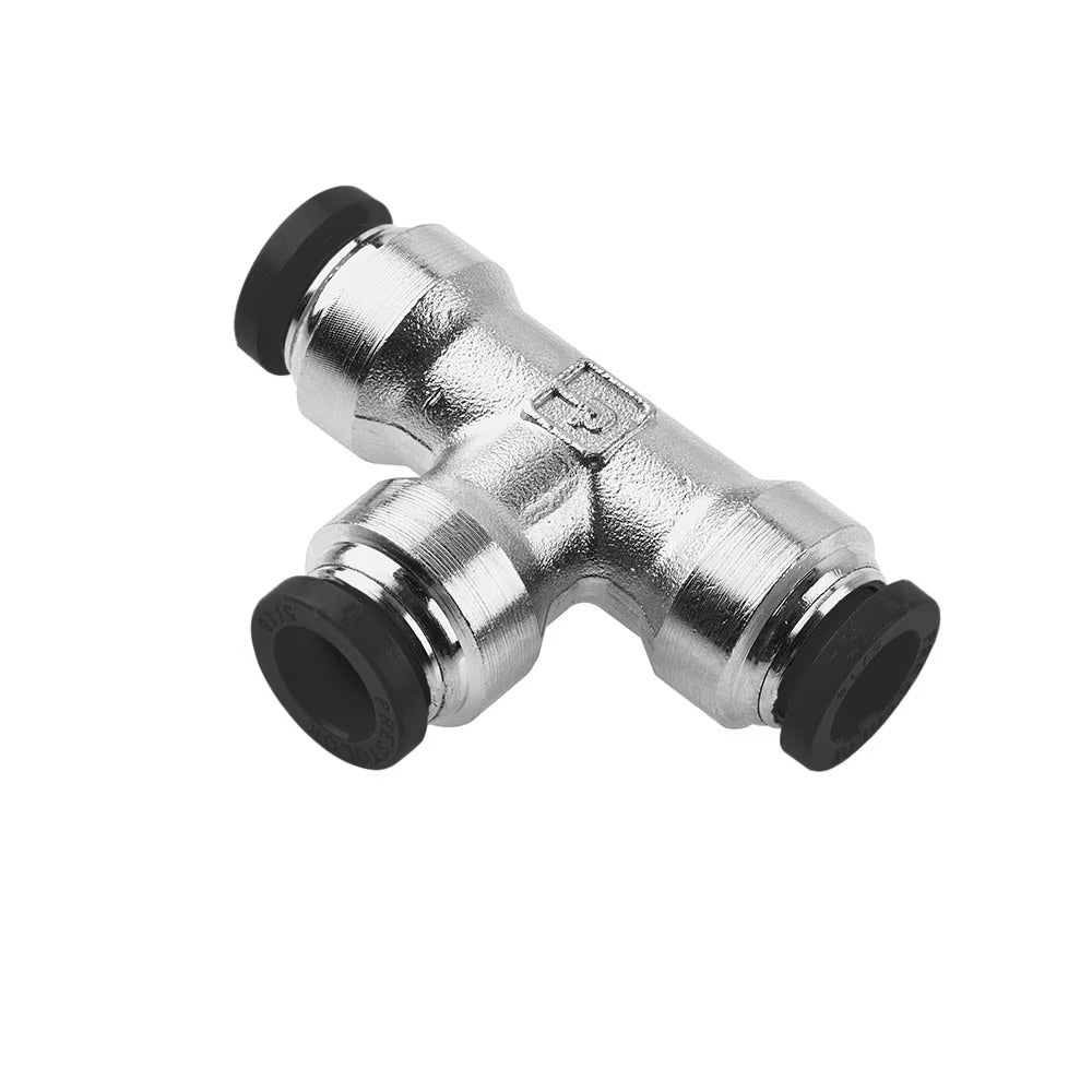 164PLP-3 by Parker | Prestolok PLP Push-to-Connect Fittings | Threaded Fitting | 3/16" Union Tube Size x 3/16" Union Tube Size x 3/16" Union Tube Size | .82" Length | .156" Flow Dia. | Tee | Nickel-Plated Brass | Pack of 10