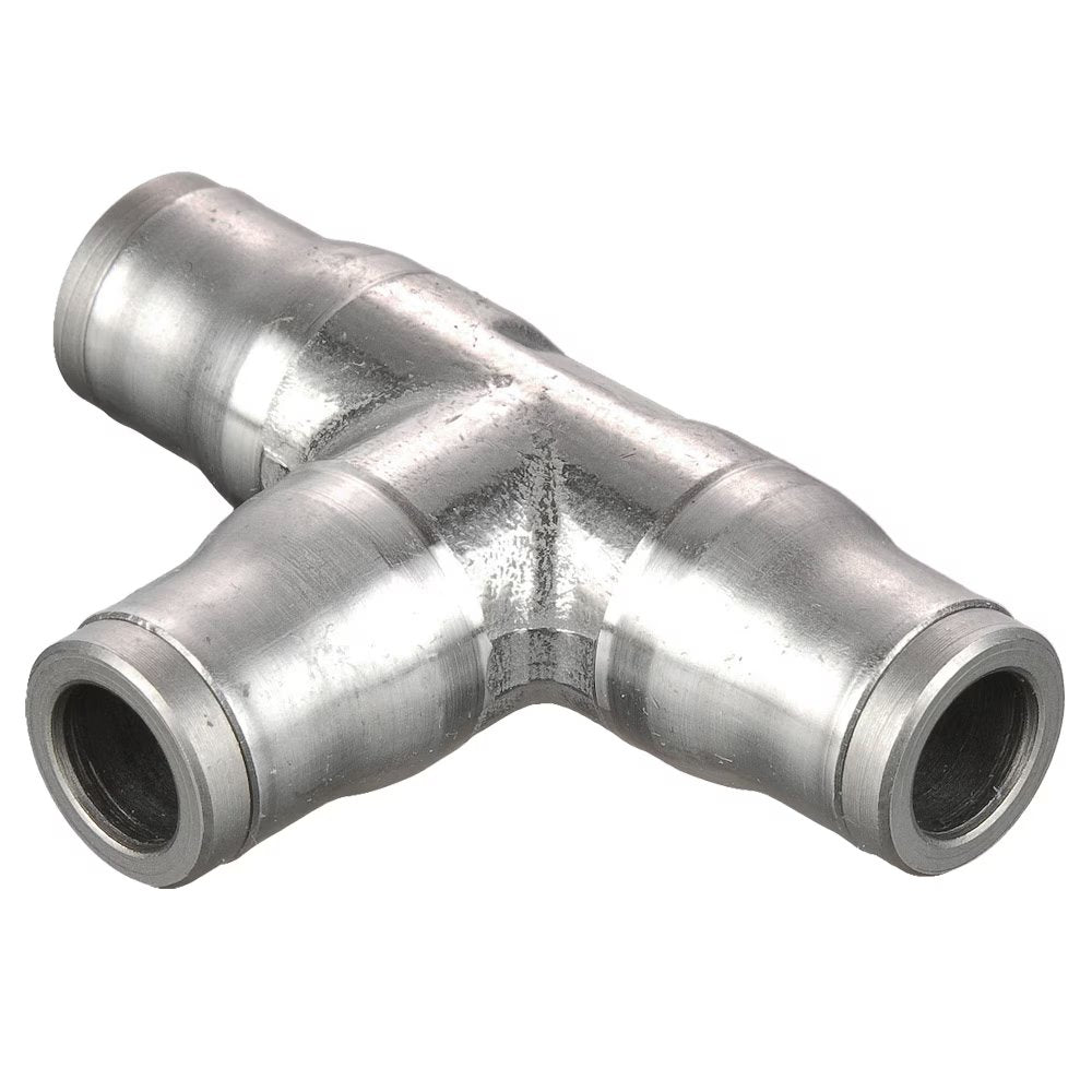 164PLS-6M by Parker | Prestolok PLS Push-to-Connect Fittings | Tube to Tube Fittings | 6 mm Tube Size | 48 mm Length | 30 mm Width | Tee | Stainless Steel | Pack of 2