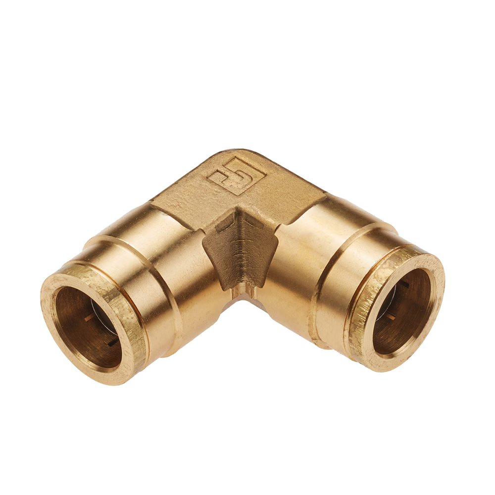 165PTC-6 by Parker | Tube to Tube Fitting | Union | 3/8" Push-to-Connect | 1.20" Length | 90° Elbow | Brass | Pack of 10