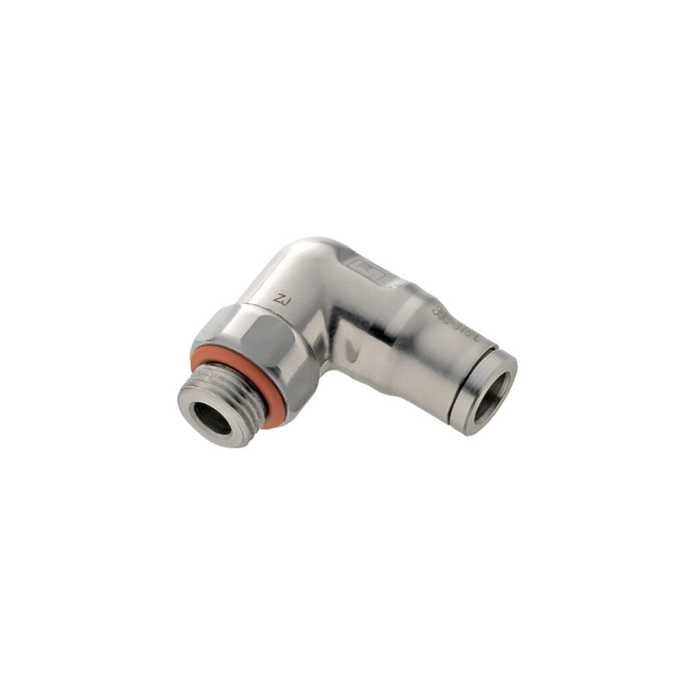 169PLS-4M-2G by Parker | Prestolok PLS Push-to-Connect Fittings | Threaded Fitting | 4mm Tube Size x 1/8" Male BSPP Threads | 10mm Height | 90° Elbow | Stainless Steel | Pack of 2