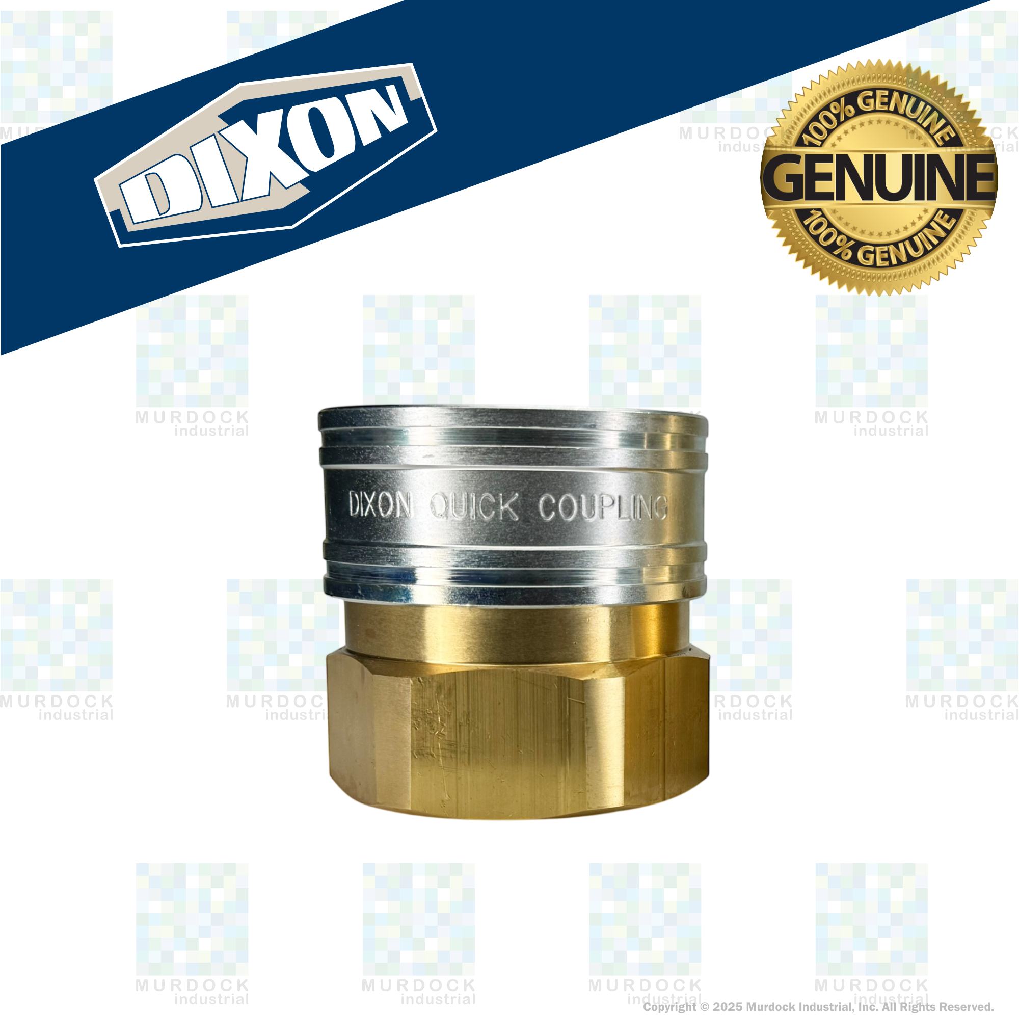 16EF16-B by Dixon Valve | Hydraulic Quick Disconnect Coupling | E-Series | 2" Female NPTF x 2" Straight-Through Interchange | Socket | Nitrile Seal | Brass