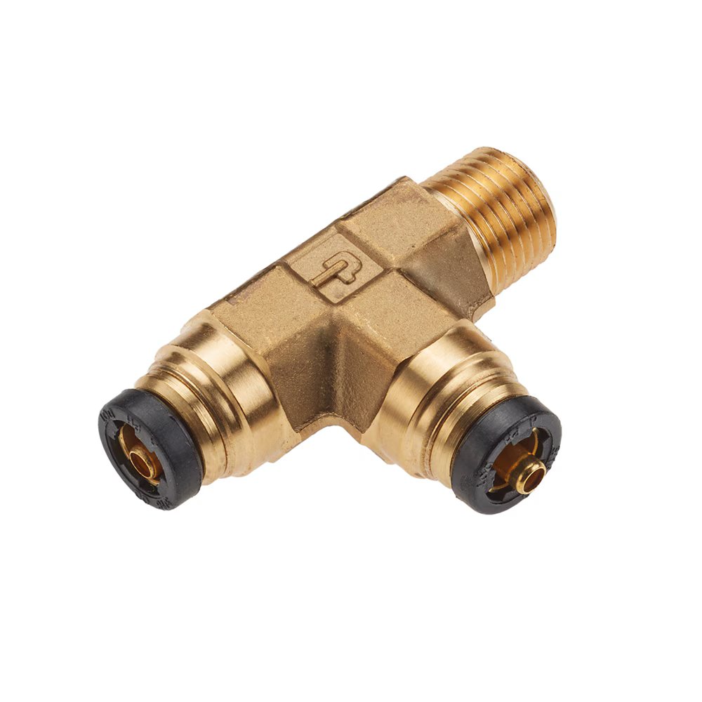 171PTCNS-5/32-4 by Parker | Threaded Fitting | 5/32" Rigid Push-to-Connect x 1/4" Male NPT Thread | 1.64" Length | Tee | Brass | Pack of 10