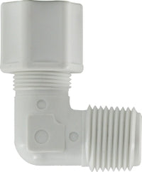 17237P (17-237P) by Midland | Plastic Compression Fitting | 1/2" Tube OD x 3/8" Male Pipe | 90° Elbow | Polypropylene
