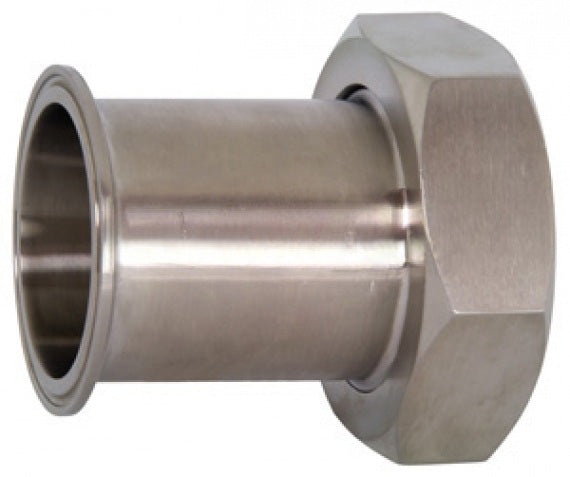 17MP-14-G150 Dixon Valve Clamp x Plain Bevel Seat Adapter with Hex Nut - 1-1/2" Tube OD - 304 Stainless Steel