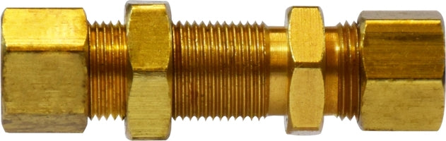 18090 (18-090) by Midland | Compression Fitting | Bulkhead Union | 3/8" Tube OD | Straight | Brass