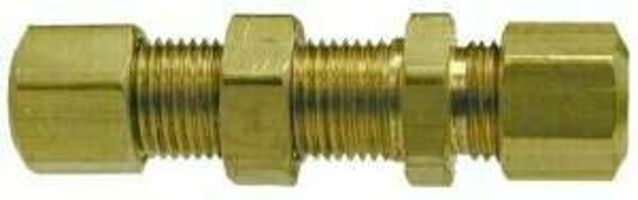 18093 by Midland | Compression Fitting | Bulkhead Union | 5/8" Tube OD | Straight | Brass