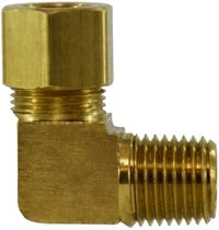18220B by Midland | Compression Fitting | Barstock | 1/8" Tube OD x 1/8" Male NPTF | 90° Elbow | Brass