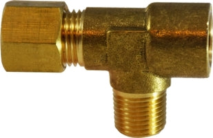 18307 by Midland | Compression Fitting | Forged | 1/4" Tube OD x 1/8" Female NPTF x 1/8" Male NPTF | Tee | Brass