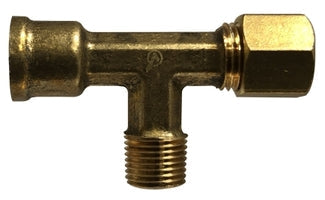 700075-040202 by Midland | Lead Free Compression Fitting | 1/4" Tube OD x 1/8" Female Pipe x 1/8" Male Pipe | Tee | Brass | Replaces: 18307LF