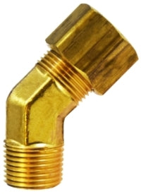 18339 by Midland | Compression Fitting | 1/2" Compression x 1/2" Male NPTF | 45° Elbow | Brass