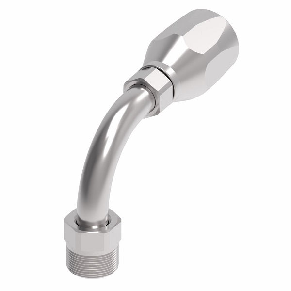 190235-5-6S Aeroquip by Danfoss | Male Inverted Flare Short Drop 90° Elbow 100R5 Reusable Hose Fitting | -05 Male Inverted Flare x -06 Reusable Hose End | Steel