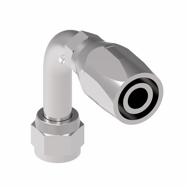 190263-8S Aeroquip by Danfoss | Female 37° JIC Swivel Long Drop 90° Elbow 100R2 Skive Style Reusable Hose Fitting | -08 Female 37° JIC Swivel x -08 Reusable Hose End | Steel