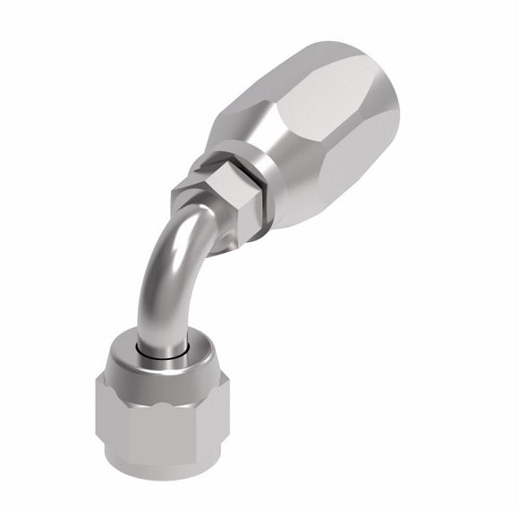 190296-8S Aeroquip by Danfoss | Female Universal Swivel Short Drop 90° Elbow 100R5 Reusable Hose Fitting | -08 Female JIC Swivel (Also Couples w/ SAE 45° Flare) x -08 Reusable Hose End | Steel