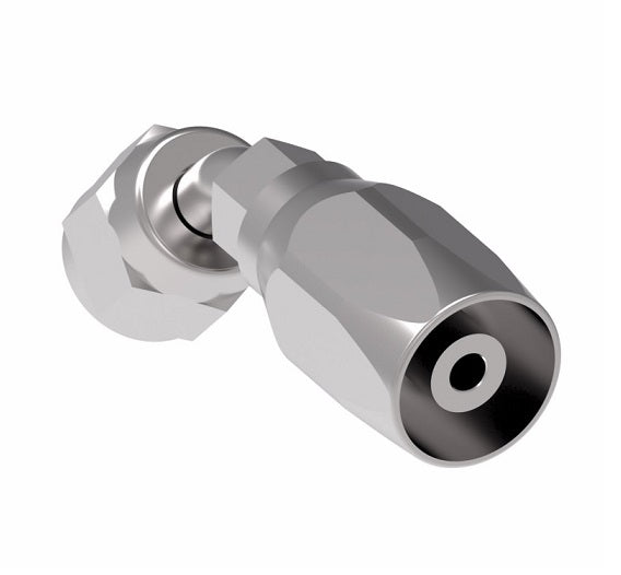 190297-4S Aeroquip by Danfoss | Female Universal Swivel 45° Elbow 100R5 Reusable Hose Fitting | -04 Female JIC Swivel (Also Couples w/ SAE 45° Flare) x -04 Reusable Hose End | Steel