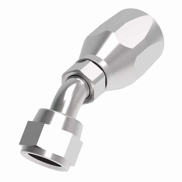 190265-6S Aeroquip by Danfoss | Female 37° JIC Swivel 45° Elbow 100R5 Reusable Hose Fitting | -06 Female 37° JIC Swivel x -06 Reusable Hose End | Steel