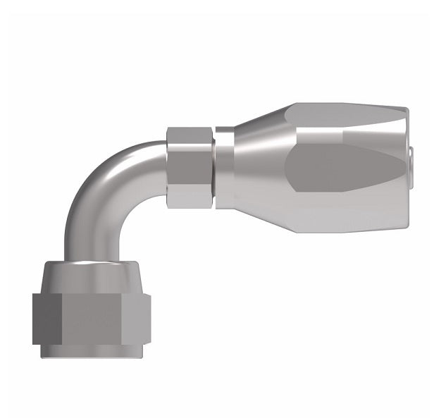 190261-6S Aeroquip by Danfoss | Female 37° JIC Swivel Short Drop 90° Elbow 100R5 Reusable Hose Fitting | -06 Female 37° JIC Swivel x -06 Reusable Hose End | Steel