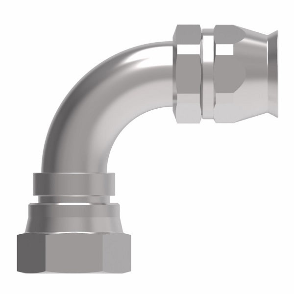 190772-20S Aeroquip by Danfoss | Female Universal 90° Elbow Super Gem PTFE Reusable Hose Fitting | -20 Female JIC (Also Couples w/ SAE 45° Flare) -20 Reusable Hose End | Steel