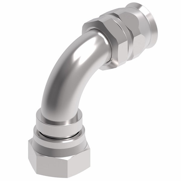190772-3S Aeroquip by Danfoss | Female Universal 90° Elbow Super Gem PTFE Reusable Hose Fitting | -03 Female JIC (Also Couples w/ SAE 45° Flare) -03 Reusable Hose End | Steel
