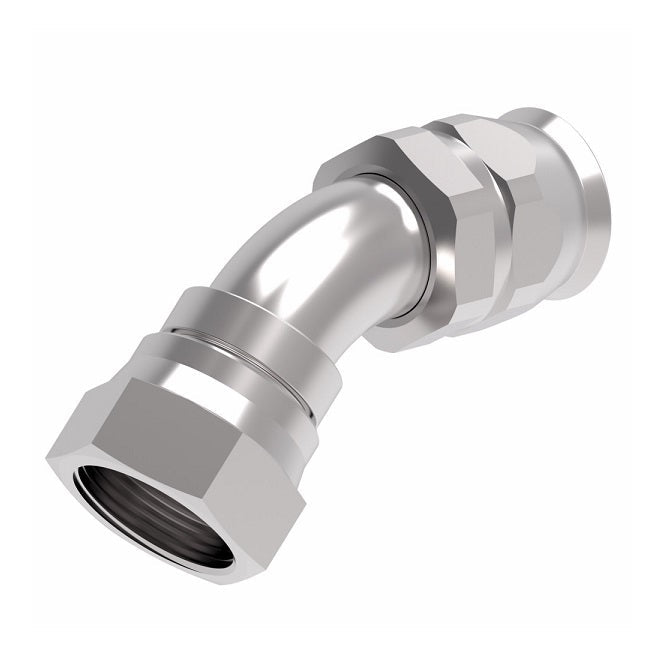 190773-3S Aeroquip by Danfoss | Female Universal 45° Elbow Super Gem PTFE Reusable Hose Fitting | -03 Female JIC (Also Couples w/ SAE 45° Flare) -03 Reusable Hose End | Steel