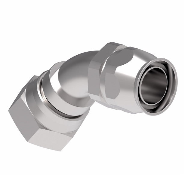 190773-3S Aeroquip by Danfoss | Female Universal 45° Elbow Super Gem PTFE Reusable Hose Fitting | -03 Female JIC (Also Couples w/ SAE 45° Flare) -03 Reusable Hose End | Steel